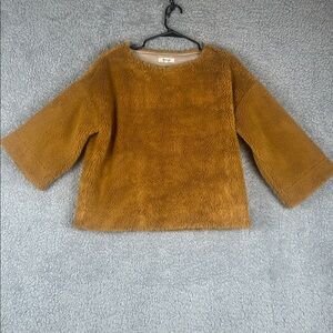 MADEWELL Teddy Sherpa 3/4 Sleeve Cropped Pullover Sweater Women’s, Size S